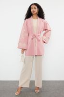 Trendyol Dusty Rose Woven Embroidered Cap & Abaya & Kimono