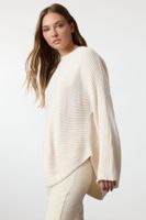 Trendyol Stone Wide Pattern Crew Neck Knitwear Sweater