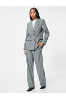 Koton Double Breasted Blazer Jacket with Flap Pocket Detail Texture