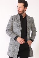 PLT8398 DEWBERRY MEN'S COAT-PLAID-BLACK