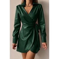 Elegantna Mini Haljina Od Umjetne Kože Pellita, Tamnozelena