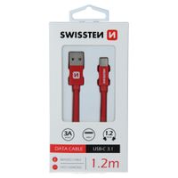 Datový kabel Swissten Textile USB/USB-C, 0,2m, červený