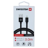 Datový kabel Swissten Textile USB/Lightning, 3,0m, černý