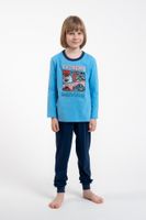 Boys' Pajamas, Long Sleeves, Long Pants - Blue/Navy Blue