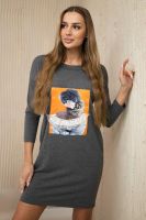 Dress with 3D graphics, graphite lace