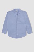 DEFACTO Girls Blue Oversize Oxford Long Sleeve School Shirt