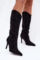 Damskie buty na wysokim obcasie z eko-zamszu