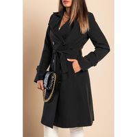 Eleganter Trenchcoat Mit Knöpfen, Schwarz