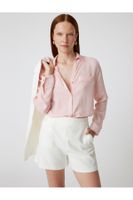 Koton Crepe Shirt Long Sleeve Pocket Detail Classic Collar Regular Fit