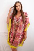 Kesi Włoski Women's beach poncho with V-neckline pink