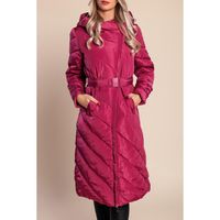 Lange Winter-Steppjacke, Fuchsia