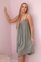 Women's viscose dress with straps - khaki