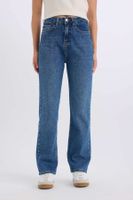 DEFACTO Straight Fit High Waist Ankle Length Jean Washed Trousers