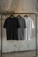 Trendyol Black-Anthracite-Ecru Oversize/Wide Cut 3-Pack 100% T-Shirt