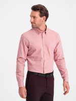 Ombre Men's REGILAR FIT cotton shirt with pocket - pink