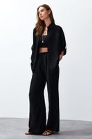 Trendyol Black Woven Shirt-Pants Epaulette Suit