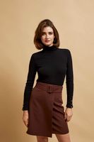 Marisse Ribbed Black Turtleneck Blouse