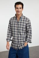 Trendyol Indigo Regular Fit Plaid Patterned Unisex Lumberjack Flannel Shirt