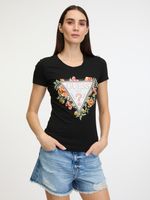 Guess Triangle Flowers Tricou Negru