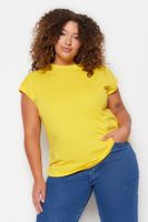 Trendyol Curve Light Yellow Knitted Crew Neck T-Shirt