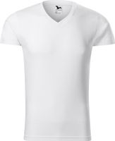 MALFINI® Pánské vypasované bavlněné slim-fit tričko do véčka Barva: Bílá, Velikost: S