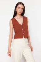 Trendyol Brown Basic Vest Look Premium Yarn/Special Yarn Knitwear Thin Blouse