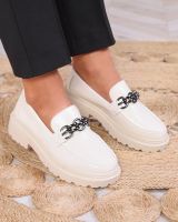 Resti Women's lacquered moccasins in cream color Adolos- Footwear