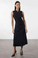 Trendyol Navy Blue Plain Midi Woven Dress