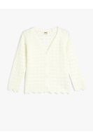 Koton Basic Knitwear Cardigan Openwork V-Neck Button Closure Long Sleeve