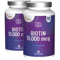 Essentials Biotin 10.000 mcg 2er Pack (2 Monatspaket) - Angereichert mit Zink und Selen. Beauty-Komplex für Haare, Haut und Nägel | Sensilab