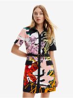 Pink and Black Women's Patterned Shirt Dress Desigual x M. Christian Lacroix Almeria